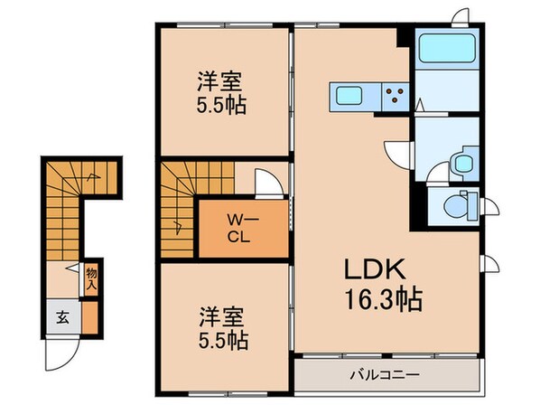 クレセオ通谷　B棟の物件間取画像